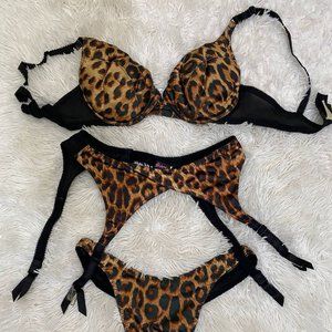 Frederick's Of Hollywood Zion Leopard Print Mesh Bra Set
